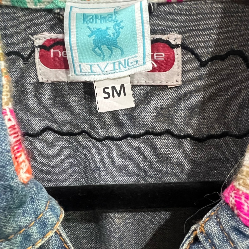 C&A Custom Boho Denim Jacket Embroidered Western Donkey Patch One of a Kind - Picture 4 of 11